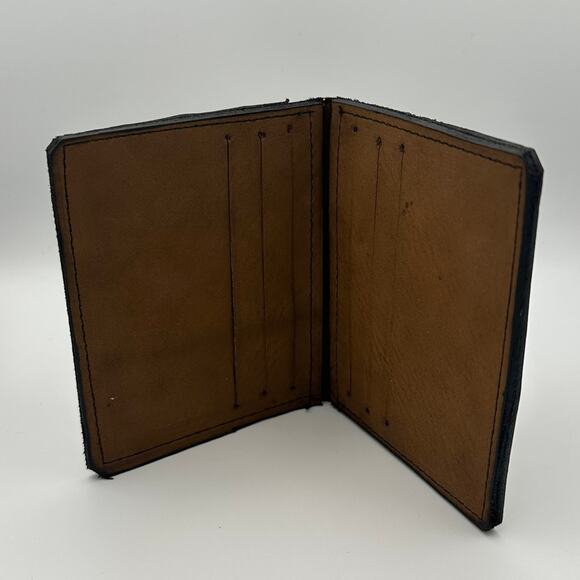 Minimalist Handmade Oaxaca Brown Suede Nubuck Leather Slim Bifold Card Wallet - Picture 7 of 9